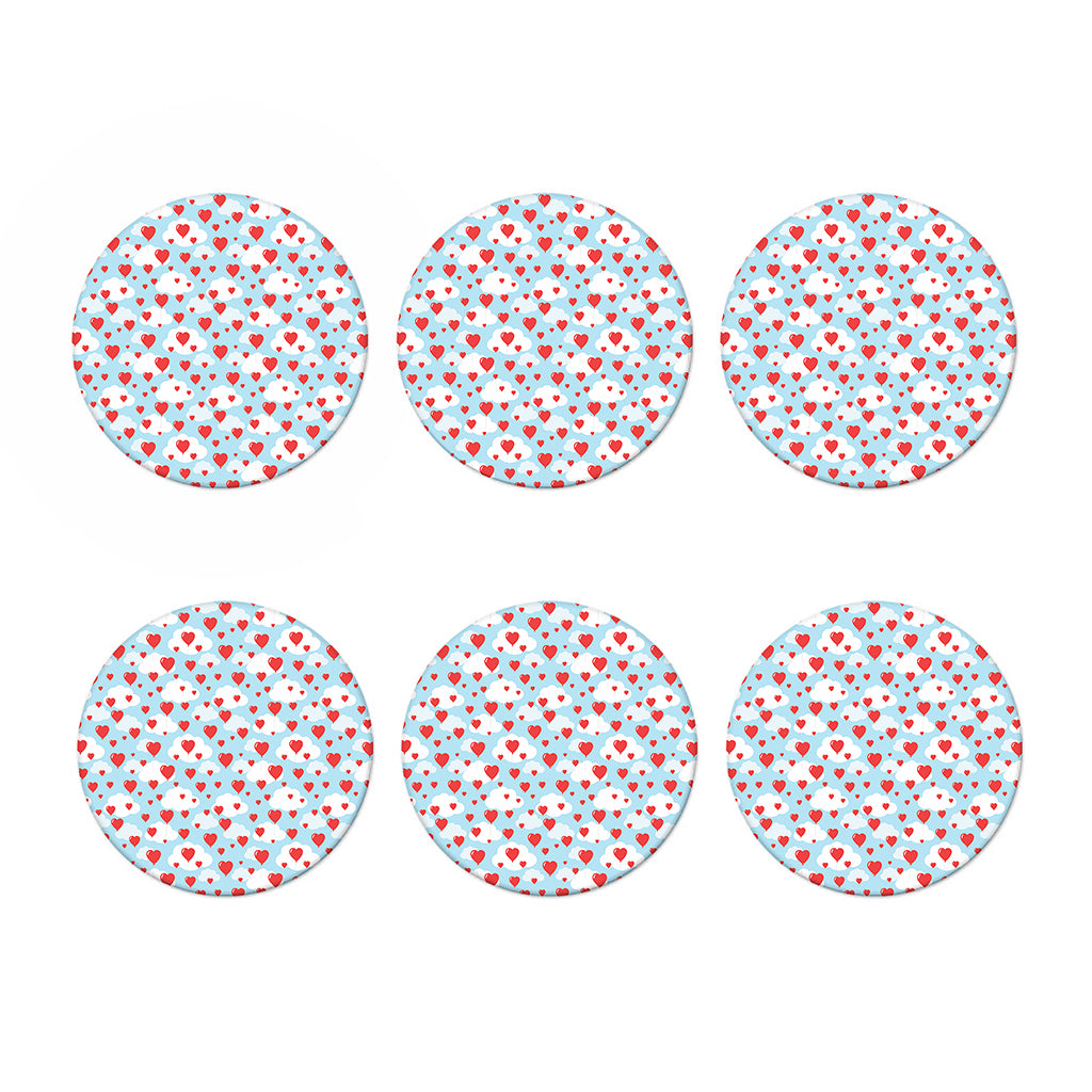 Red Heart Balloon Pattern Print Coaster Set