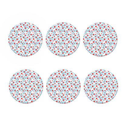 Red Heart Balloon Pattern Print Coaster Set