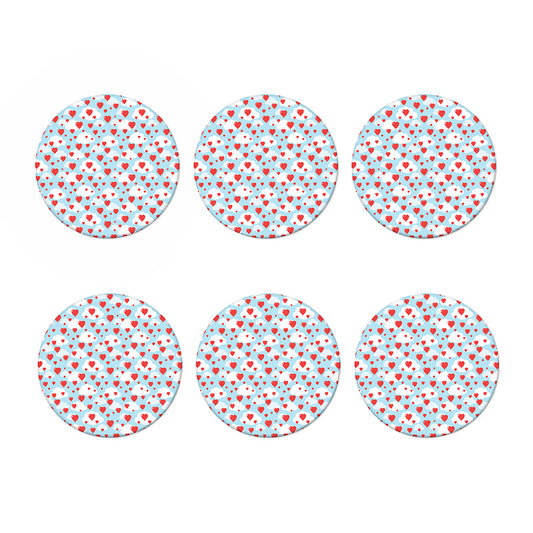 Red Heart Balloon Pattern Print Coaster Set