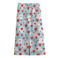 Red Heart Balloon Pattern Print Cotton Front Slit Maxi Skirt