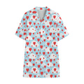 Red Heart Balloon Pattern Print Cotton Hawaiian Shirt