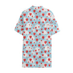 Red Heart Balloon Pattern Print Cotton Hawaiian Shirt