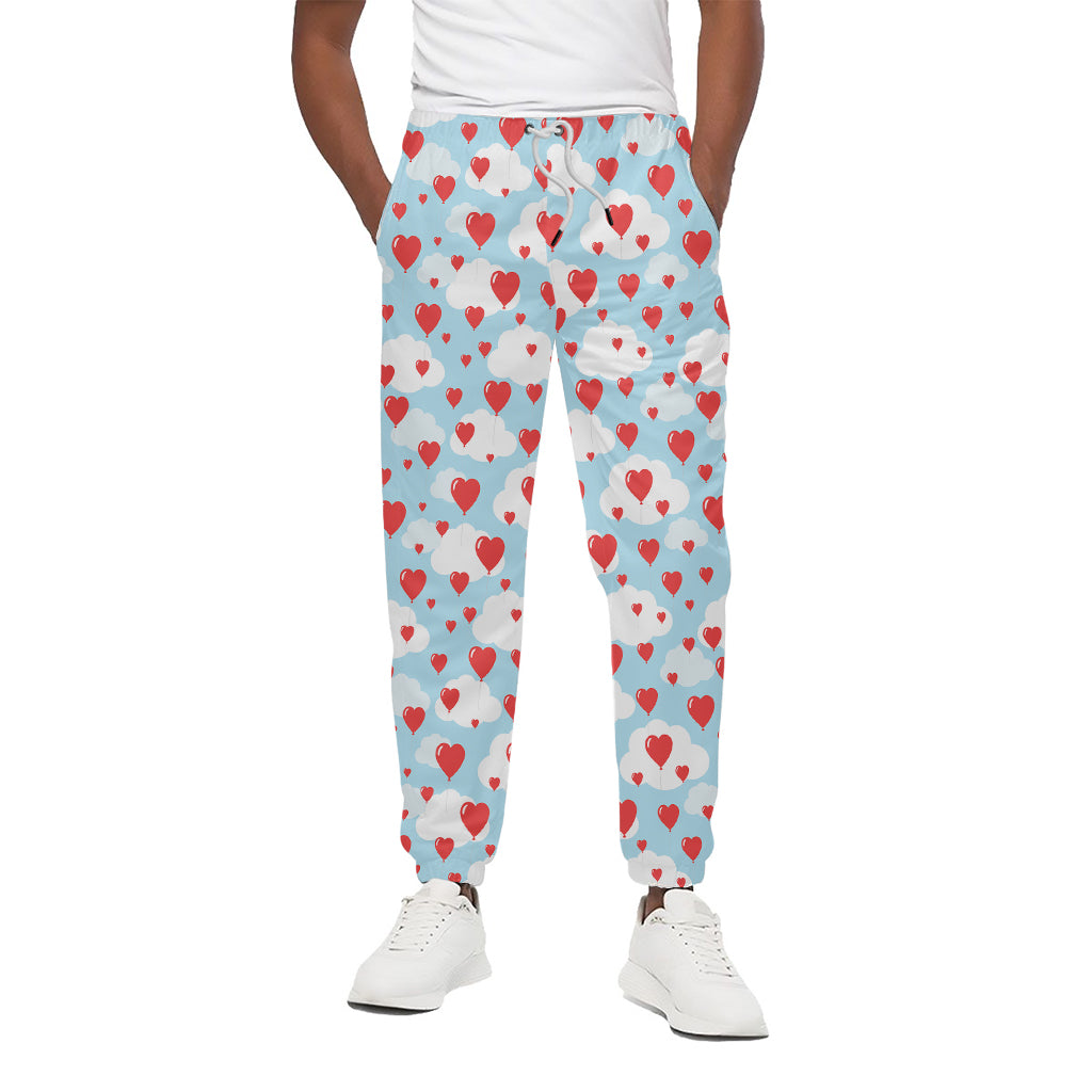 Red Heart Balloon Pattern Print Cotton Pants