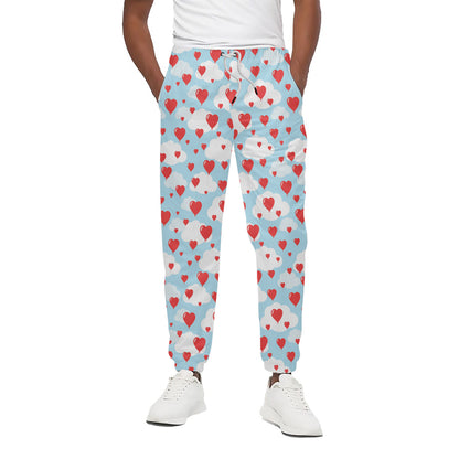 Red Heart Balloon Pattern Print Cotton Pants