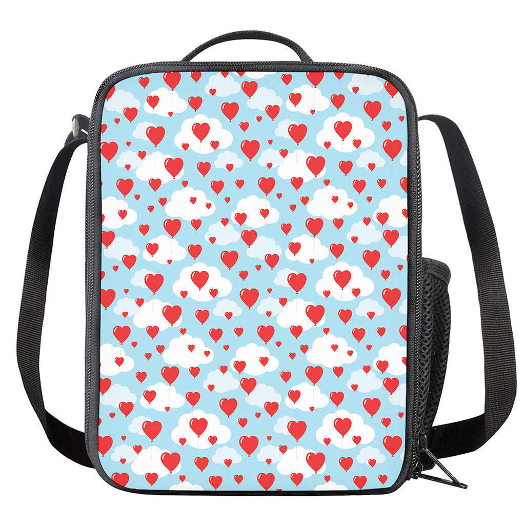 Red Heart Balloon Pattern Print Crossbody Lunch Bag