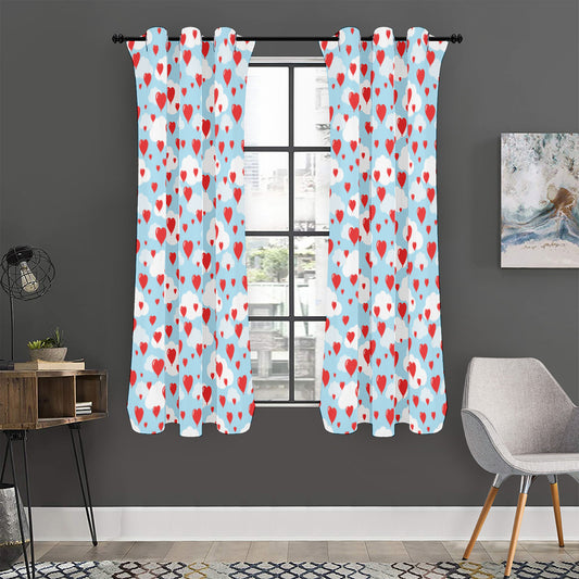 Red Heart Balloon Pattern Print Curtain