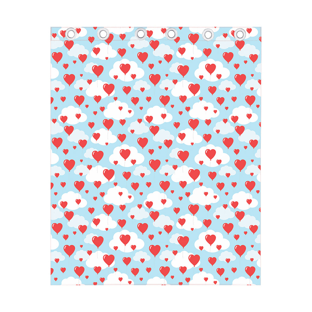 Red Heart Balloon Pattern Print Curtain