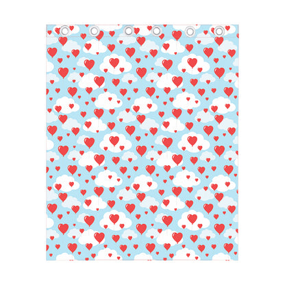 Red Heart Balloon Pattern Print Curtain