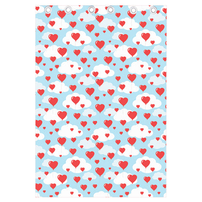 Red Heart Balloon Pattern Print Curtain