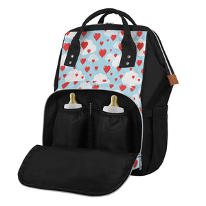 Red Heart Balloon Pattern Print Diaper Bag