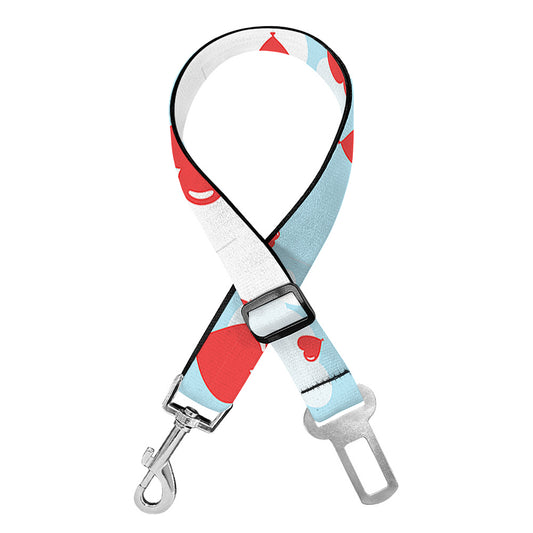 Red Heart Balloon Pattern Print Dog Seat Belt
