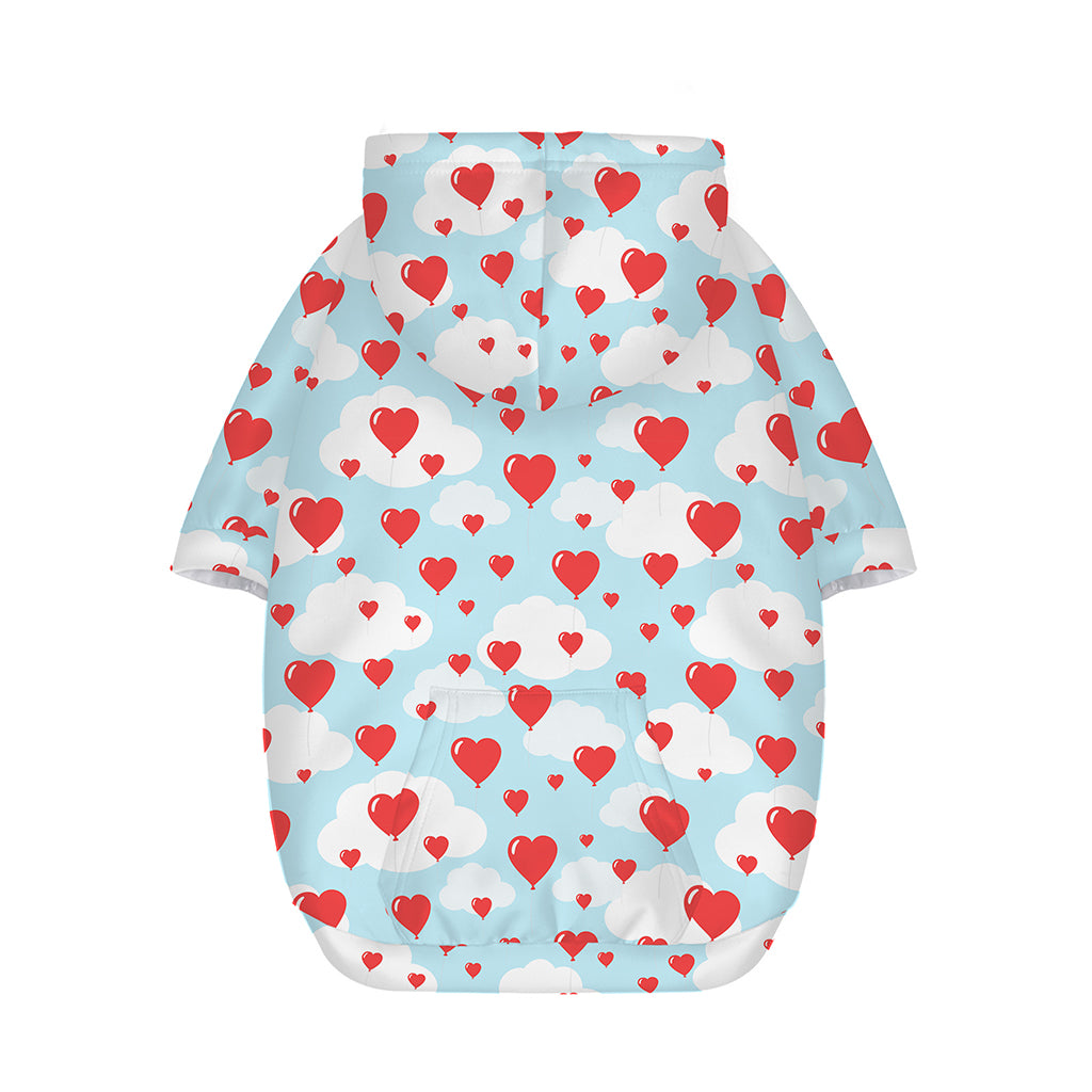 Red Heart Balloon Pattern Print Dog Zip Up Hoodie