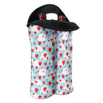 Red Heart Balloon Pattern Print Double Neoprene Wine Tote