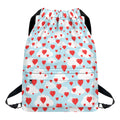 Red Heart Balloon Pattern Print Drawstring Backpack