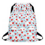 Red Heart Balloon Pattern Print Drawstring Backpack