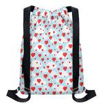 Red Heart Balloon Pattern Print Drawstring Backpack