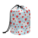 Red Heart Balloon Pattern Print Drawstring Makeup Bag