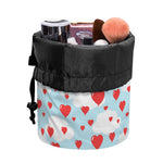 Red Heart Balloon Pattern Print Drawstring Makeup Bag