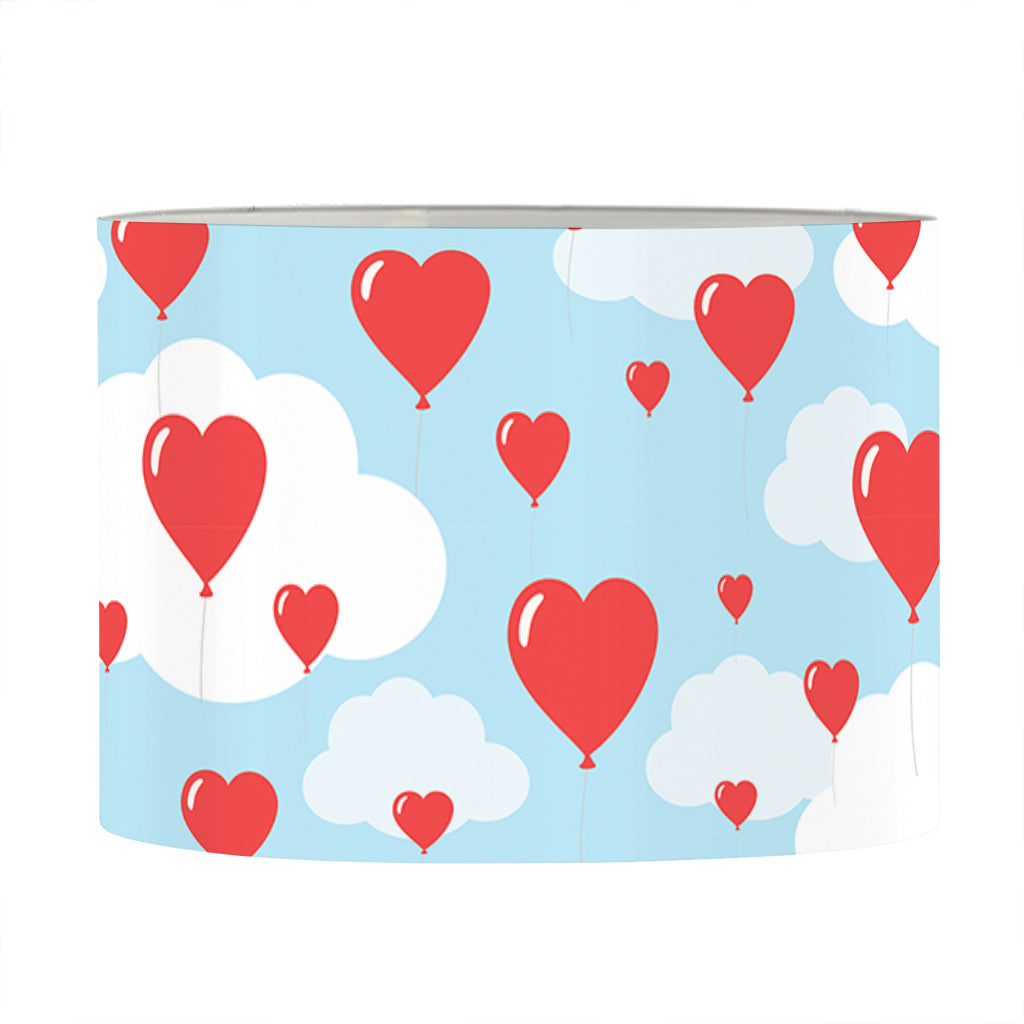 Red Heart Balloon Pattern Print Drum Lamp Shade