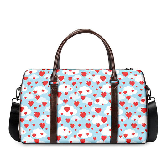 Red Heart Balloon Pattern Print Duffle Bag