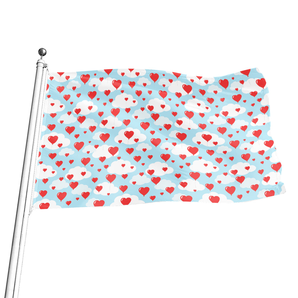 Red Heart Balloon Pattern Print Flag
