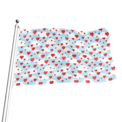 Red Heart Balloon Pattern Print Flag