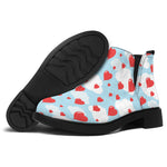 Red Heart Balloon Pattern Print Flat Ankle Boots