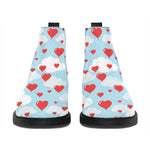 Red Heart Balloon Pattern Print Flat Ankle Boots