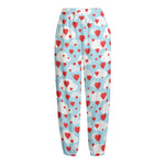 Red Heart Balloon Pattern Print Fleece Lined Knit Pants