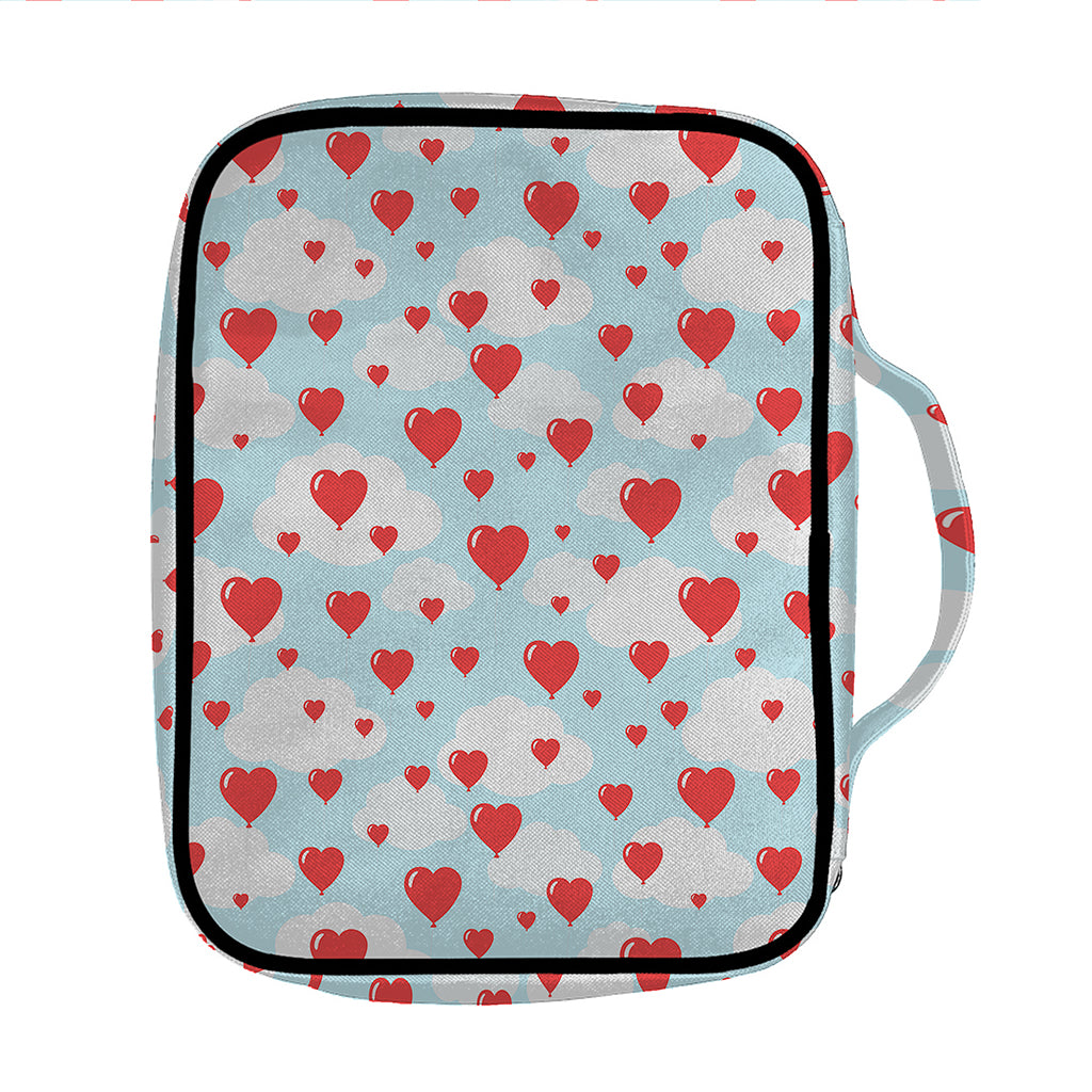 Red Heart Balloon Pattern Print Front Pocket Bible Bag