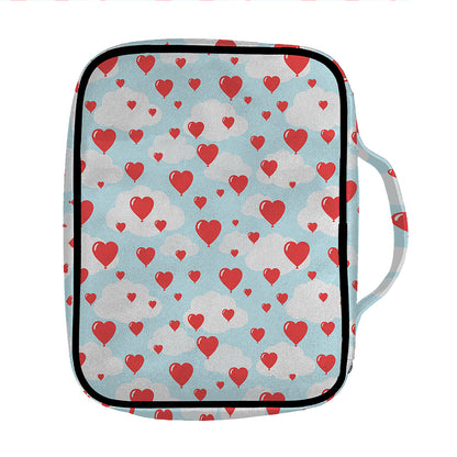 Red Heart Balloon Pattern Print Front Pocket Bible Bag