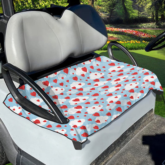 Red Heart Balloon Pattern Print Golf Cart Seat Cover