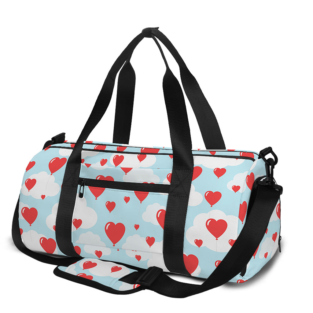 Red Heart Balloon Pattern Print Gym Bag