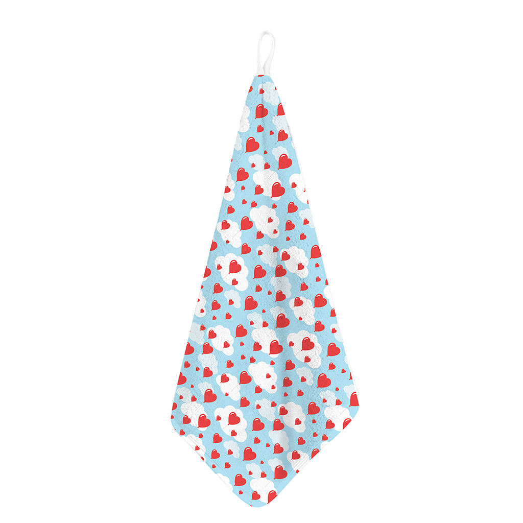 Red Heart Balloon Pattern Print Hand Towel