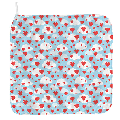 Red Heart Balloon Pattern Print Hand Towel