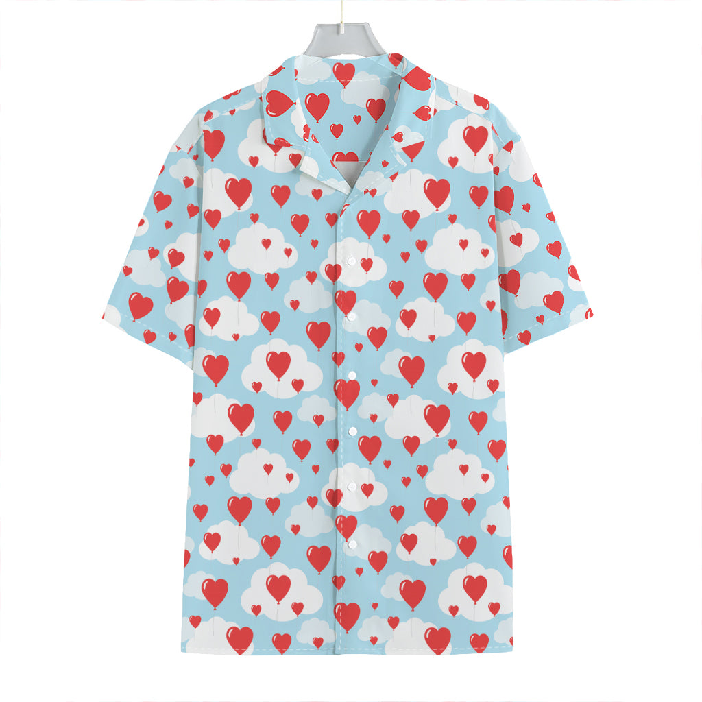 Red Heart Balloon Pattern Print Hawaiian Shirt