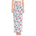 Red Heart Balloon Pattern Print High Slit Maxi Skirt