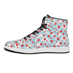 Red Heart Balloon Pattern Print High Top Leather Sneakers