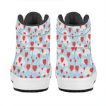 Red Heart Balloon Pattern Print High Top Leather Sneakers