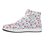 Red Heart Balloon Pattern Print High Top Leather Sneakers