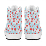 Red Heart Balloon Pattern Print High Top Leather Sneakers