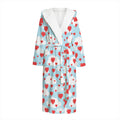 Red Heart Balloon Pattern Print Hooded Bathrobe