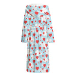Red Heart Balloon Pattern Print Hooded Bathrobe