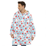 Red Heart Balloon Pattern Print Hoodie Blanket