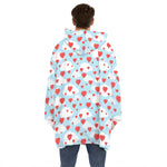 Red Heart Balloon Pattern Print Hoodie Blanket