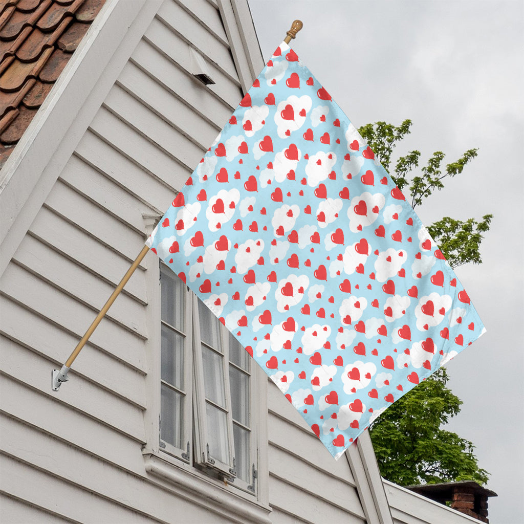 Red Heart Balloon Pattern Print House Flag