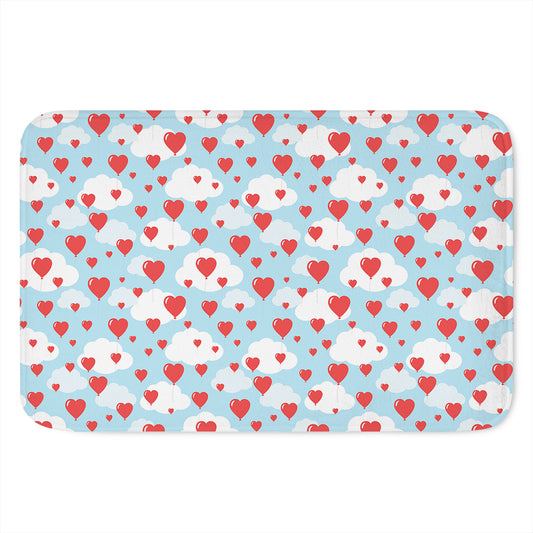 Red Heart Balloon Pattern Print Indoor Door Mat
