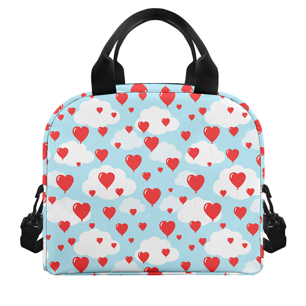 Red Heart Balloon Pattern Print Insulated Lunch Bag
