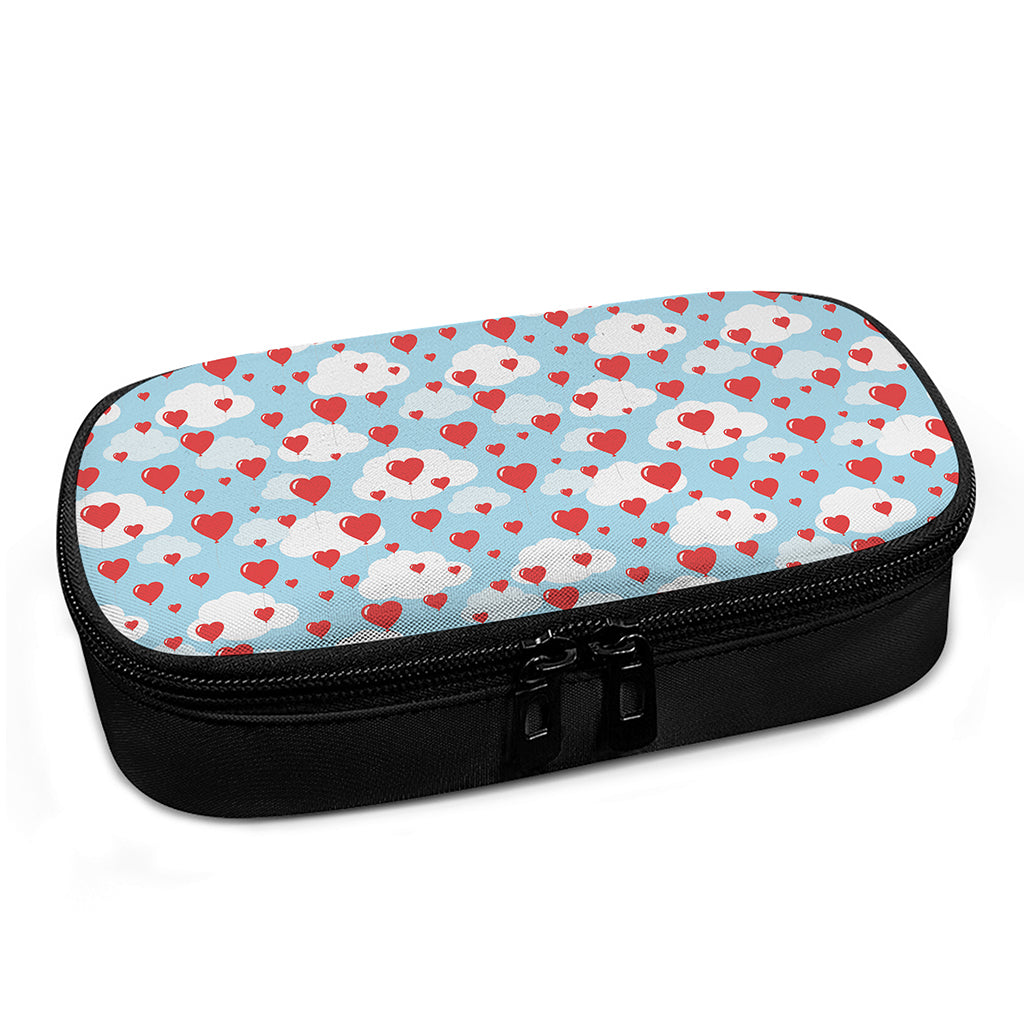 Red Heart Balloon Pattern Print Insulin Cooler Travel Case