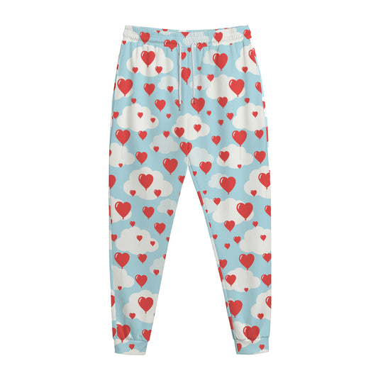 Red Heart Balloon Pattern Print Jogger Pants